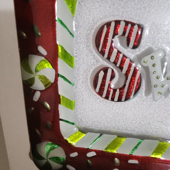 Christmas Sweets Hand Painted Glass Serving Tray 14 inch. By 8 1/2" New - Picture 8 of 10